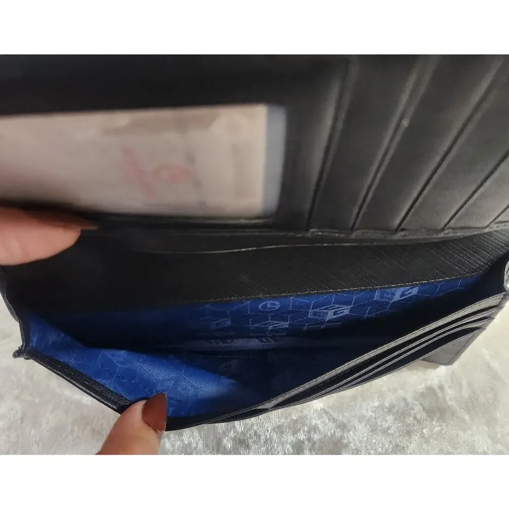 NWT Goldlion Mens Black Soft Lambskin Leather Long Bi-Fold Wallet